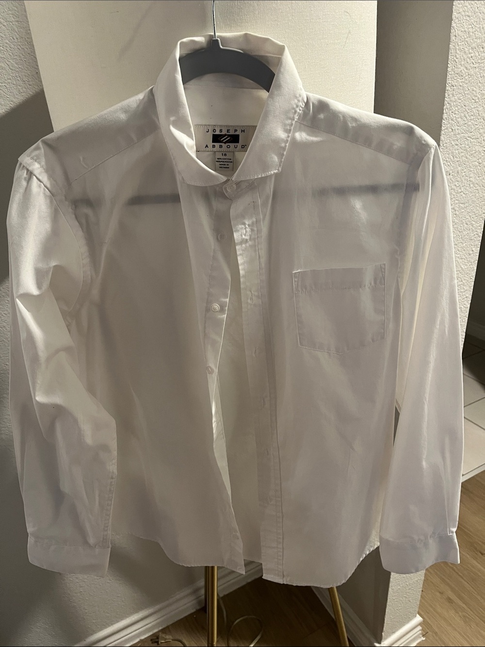 Joseph white long-sleeve dress shirt with chest pocket
